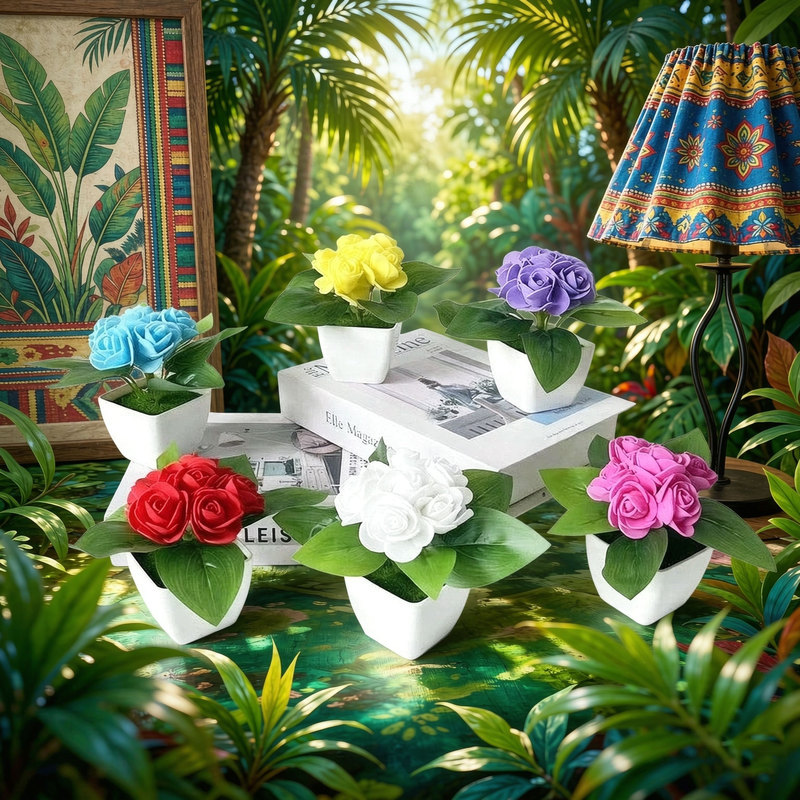 4 piezas de rosas artificiales - Bonsai Garden Restaurant reseña y precio